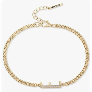 E Initial Cubic Zirconia Unwritten Crystal Bracelet in Gold Plate NWT